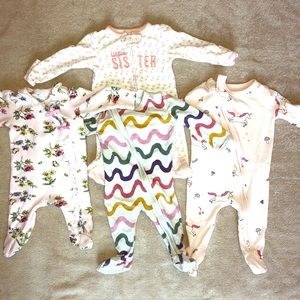 4 girl footed onesies 0-3 months $3/each